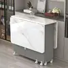 Mesa de comedor plegable para uso doméstico, adecuada para apartamentos pequeños, simple, multifuncional, móvil, con ruedas, rectangular, ideal para propiedades de alquiler