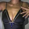Joia Transfronteiriça Europeia e Americana Exagerada Multi-camada Pingente de Pedra Cruzada Corrente de Peito Feminina Sexy Bikini Colar Picante