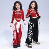 Fantasia de Menina para Jazz Dance Primavera e Verão Calça Roupa de Jazz Conjunto Top Moda Menina Barriga de Fora Roupa de Rua