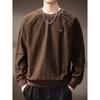 Moletom Americano de Gola Careca High-End Italiano para Homens, Novo Modelo de Outono com Patchwork Texturizado de Alta Resistência, Camiseta Solta de Manga Longa