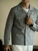 Chaqueta Larga de Manga Larga con Solapa Jacquard Retro y Botón a Presión para Hombre, Nueva de Primavera 2025, Corta, Resistente al Viento, Casual, Estilo Workwear