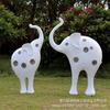 Escultura paisajística de plástico reforzado con fibra de vidrio de elefante grande de dibujos animados para exteriores, para parques comerciales, jardines Meichen, obras de arte, adornos para el suelo.