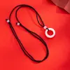 Anillo con Hebilla de Paz de Bodhi de Jade Blanco Chenxi Collar Cuerda Trenzada Simple para Pareja Collar de Cuerda Negra para Hombres y Mujeres