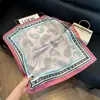 Pañuelo de Seda 70 Cuadrado Moda Coreana de Alta Gama Versátil Profesional Seda Sintética Pequeño Pañuelo de Cuello Estampado Retro Pañuelo de Seda para Mujer