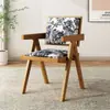 Cadeira de Jantar Rattan Madeira Maciça Nórdica para Casa Varanda Banqueta Encosto Pousada Lazer Cadeira de Rattan Simples Cadeira Chandigarh