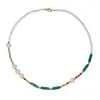 Collar de perlas estilo bohemio para mujer Verano ágata verde piedra semipreciosa moda hecho a mano collar clavícula joyería al por mayor