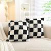 Nueva Funda de Almohada Simple a Cuadros de Fabricante Cojín para Sofá Lana de Cordero Almohada de Mesita de Noche Recomendación Transfronteriza Lote