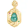 Jade azul natural, calabaza de agua, cobre chapado en oro, incrustaciones, colgante de jade hielo, collar con colgante de jade, colgante para mujer, venta al por mayor