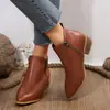2025 Nuevas Botas de Mujer para Primavera y Otoño Talla Grande Exportación Transfronteriza Cremallera Lateral Botas de Moda Botines Tacón Grueso Talla 43 Botines Casuales
