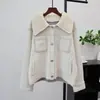 Nuevo Estilo Otoño e Invierno 2026 Cárdigan de Punto de Lana Doble Cara con Cuello Desmontable Estilo Coreano Holgado Casual Versátil Chaqueta Suéter para Mujer