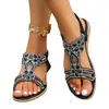 Sandalias de Verano Planas Tallas Grandes Estilo Bohemio con Flores de Pedrería Elásticas Boca de Pez para Mujer Venta al por Mayor Amazon