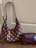Bolsa de Mão Tote Retrô com Bolinhas para Compras Transfronteiriças 2026 Outono Novo Estilo Feminina Grande Capacidade Versátil para o Dia a Dia Bolsa de Ombro Único
