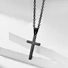Cruz de Aço Inoxidável com Paisagem Simples Transfronteiriça Europeia e Americana Colar Cruzado Unissex Titânio Aço Par Pingente Cruz Joia