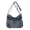 Bolsa Feminina de Sarja Lavada Vintage Novo Modelo para Senhoras de Meia-Idade e Mães, Grande Capacidade para Armazenamento de Viagem, Bolsa de Ombro e Transversal