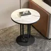 Mesa lateral de sofá, mesa de centro pequeña de lujo ligero, mesa redonda pequeña de losa de roca, mesa de esquina para sala de estar, mesa redonda al lado del sofá, mesa de centro moderna para apartamento pequeño
