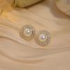 Aretes de Aguja de Plata S925 Zircón Perla ins Simple Sentido de Alta Gama 2023 Nuevos Aretes Elegantes de Moda para Mujer