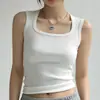 Top Camisola Feminino Costas Abertas Verão Novo Estilo Costas Nadador Emagrecedor Alça Larga Sem Mangas Camada Base Colete Pequeno Top de Algodão Puro