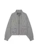 Ropa de Mujer Transfronteriza 2026 Nuevos Productos Estilo Europeo y Americano Moda Versátil Estilo Retro Color Contrastante Cuadros Cuello Alto Chaqueta Holgada