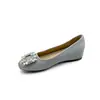 Sapatilha Feminina com Aumento de Altura de 5CM, Fivela Quadrada com Strass, Solado Macio, Estilo Fada 2026, Slip-On, Bico Quadrado, Sapatos de Ballet