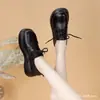 Zapatos de Una Sola Capa con Plataforma de Suela Gruesa, Cordones, Punta Redonda, Estilo Británico, Nuevos para Primavera 2025, para Mujer, Combinables, Cómodos, Suela Suave, Zapatos para Madre
