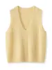 Chaleco de Punto de Lana Cepillada con Cuello en V de una Sola Línea para Mujer, Estilo Nuevo de Primavera y Otoño, Chaleco sin Mangas de Color Puro para Vestir por Capas