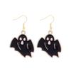 Aretes de serie de Halloween al por mayor del fabricante, aterradores y divertidos, fantasma, murciélago, araña, aretes de calavera