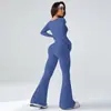 Mono de Yoga de Nuevo Estilo sin Costuras con Ligero Acampanado para Mujer para Usar Casual, Mono Deportivo de Fitness de Color Sólido, Estilo Europeo y Americano