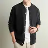Suéter de Punto para Hombre 2026 Otoño/Invierno Estilo Old Money Cárdigan sin Cuello Juvenil Lujo Casual de Negocios Chaqueta de Punto de Uso Individual