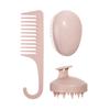 Set Biodegradable de Tres Piezas de Paja de Trigo Peine para Huevos Cepillo para Champú Peine Alisador Cepillo Masajeador del Cuero Cabelludo Set de Peines para Peluquería Ecológico