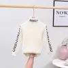 Suéter de cuello alto para niños, forro polar y engrosado, estilo invernal para niños, tejido de punto para niñas, capa base, color liso para niños