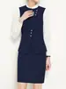 Traje Profesional Personalizado Estilo Azafata para Mujer, Camisa de Manga Corta de Color Contrastante, Chaleco, Falda, Recepción de Belleza Médica, Uniforme de Azafata de Aviación