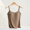 Camisole de Algodão Texturizado com Costelas, Alta Elasticidade, Modelagem Justa, Camada Base com Gola Redonda e Copas Fixas Embutidas, Regata Respirável