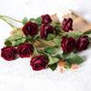 Rosa artificial 3 cabeças pequena rosa de flanela Dia dos Namorados casamento decoração de casa artificial artificial flor transfronteiriça