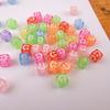 Cuentas cuadradas con forma de cara sonriente, cuentas del alfabeto, material para cadena de teléfono móvil, joyería DIY, pulsera, collar, accesorios de color