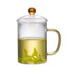 Fabricantes al por mayor de tazas de té verde de vidrio resistente al calor con tapa, taza Huiki, taza de agua de oficina de vidrio, taza de leche, juego de té de gran capacidad