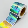 Etiquetas adhesivas PET impermeables con impresión personalizada, lámina holográfica, forma personalizada, impresión UV, adhesivo láser