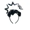 Diadema de Malla con Plumas Nueva de Halloween Festival Fantasma Oscuro Murciélago Telaraña Flor Artificial Accesorios Diadema