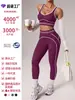 Nuevo traje deportivo sin costuras para mujer con color liso y rayas blancas, leggings de yoga de color durazno para glúteos, conjunto de fitness