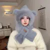 Gorro Cálido de Invierno para Ciclismo al Aire Libre para Hombre con Forro de Felpa, Cortavientos, Resistente al Frío, Engrosado, con Polaina para el Cuello Integrada, Gorro de Felpa con Capucha para Mujer