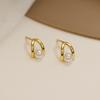 Aretes de Arco Francés de Plata Esterlina S925 Huecos con Perlas Nuevos 2025 Aretes Explosión Joyería para Orejas de Mujer