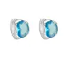 Populares Aretes de Zirconia Azul Verdoso Ultra Brillantes para Hombre, Moda de Lujo Ligero, Tachuelas Sencillas de Gama Alta, Clips para Orejas Versátiles, Accesorios para Orejas