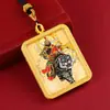 Collar con Colgante Thangka de Xizang Semi-Pintado a Mano y Pintado en Oro del Dios de la Riqueza y los Doce Animales del Zodiaco