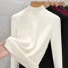 Camisa Base Térmica Lyocell Tencel Ultra-Quente de Lã para Inverno, Novo Estilo, Gola Média para Mulheres, Top Térmico Espesso e Forrado com Lã Estiloso