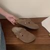 Versão em Couro de Vaca Zuyaolan ~ Meia-Sapatilha com Solado Grosso e Biqueira, Estilo Preguiçoso Retrô, Slip-On Versátil Birkenstocks