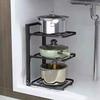 Estante para Ollas de Cocina Estante de Almacenamiento Estante de Almacenamiento Hierro Ajustable Sin Taladro Multicapa Estante Organizador para Artículos Varios Estante para Tazones para Cabello