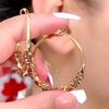 Pendientes de aro de lujo con circonitas doradas y champán de alta gama, elegantes y finos, combinables para el día a día, con temperamento moderno.