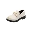 Zapatos de piel para niña, modelos populares de primavera y otoño, zapatos de color liso estilo retro con suela blanda para niño, zapatos elegantes estilo universitario para niña