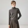 Nueva colección de otoño suéter de punto para mujer 100% cachemira pura, cuello alto, color liso, casual, versátil