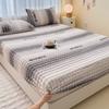 Juego de Sábana Bajera Ajustable Estampada Bubble Milk Velvet, Pieza Única, Acolchado de Pelo de Conejo, Terciopelo Coral, Protector de Colchón, Cubre Cama, Juego de Tres Piezas