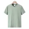 Top unisex liso de manga corta, cuello redondo, 230g, 21 hilos, peinado compacto, hilado siro, algodón puro, simple, versátil